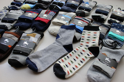 秋冬必備 高品質(zhì)男士全棉提花彩色襪子，廠家直供